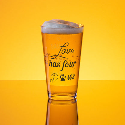 Love has four paws Shaker dog glass