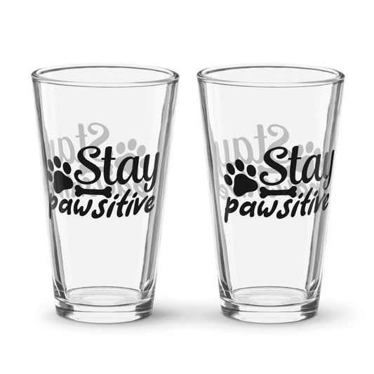 Stay Pawsitive Dog glass