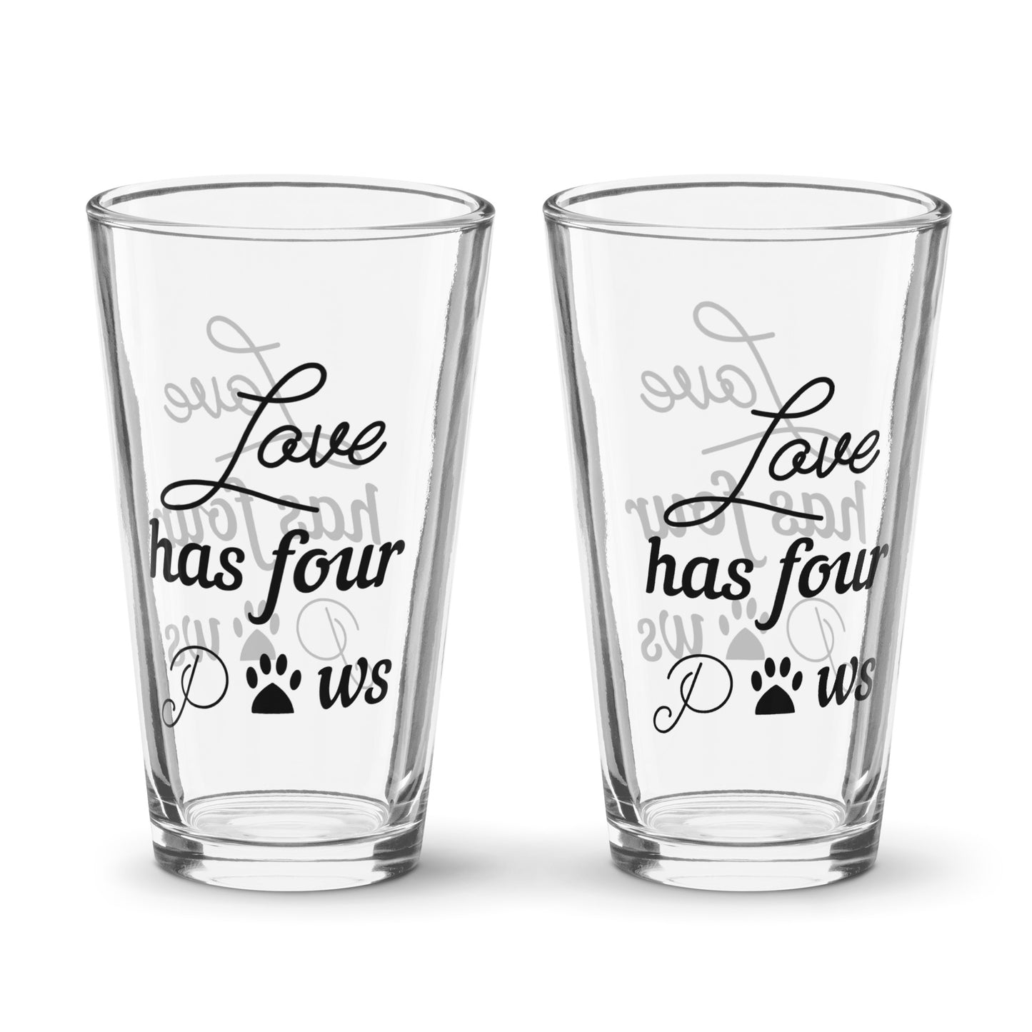 Love has four paws Shaker dog glass